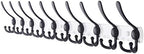 Dseap Coat Rack Wall Mount - 38” Long 10-Tri-Hooks Heavy Duty Coat Hanger Rail Wall Hooks for Hanging Coats Hats Clothing Clothes Purse Mudroom Entryway, White/Black by Dseap