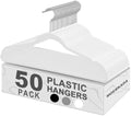 50 Pack Slim Plastic Clothes Hangers,White | 17.7 in adult size, 0.2 in profile, non-velvet ABS, anti-slip grooves, Closets/dorms/laundry by MOERKADA