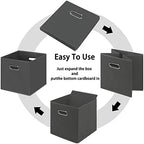 Black Foldable Storage Cubes Bins , Fabric Storage Box Cubes Organizer Baskets with Dual Handles for Home Organizer(Grey) - Image 6