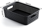 [ 12 Pack ] Plastic Storage Baskets, Small Pantry Organization and Storage Bins, Household Organizers for Laundry Room, Bathrooms, Kitchens, Cabinets, Countertop, Under Sink or Shelves, Black - Image 3
