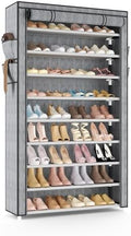 VILICK Shoe Rack with Cover Narrow Shoe Organizer with Pockets 10 Tier Tall Shoe Storage Holds 36-41 Pairs Shoes and Boots Shoe Rack for Closet Entryway Garage, Printing by VILICK
