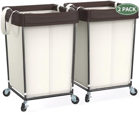 2PK Rolling Laundry Basket with Wheels, Rolling Laundry Hamper with Wheels by Mefirt