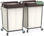 2PK Rolling Laundry Basket with Wheels, Rolling Laundry Hamper with Wheels by Mefirt