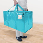 TICONN 8 Pack Extra Large Moving Bags Heavy Duty with Zippers & Carrying Handles, Durable Storage Bags Moving Boxes for Closet Organizers and Storage (8 Pack, Aqua) - Image 2