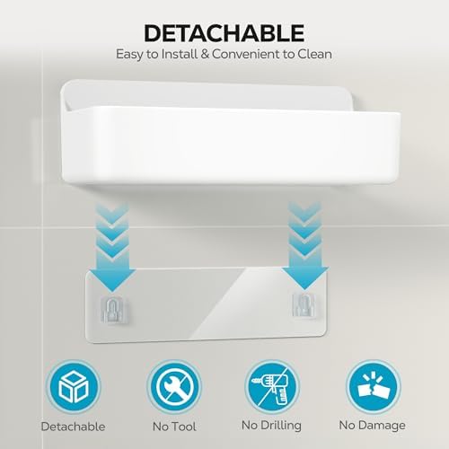 Nieifi Adhesive Shower Shelves, White, 4 Pieces - Image 4