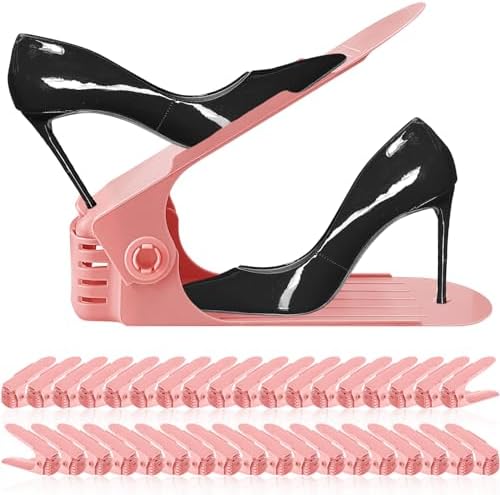 Shoe Slots Organizer 36 Pack - Shoe Organizer Space Saver 50%,Adjustable Thickening Shoe Stackers for a pair of Shoes,Shoe Storage Shoe Rack Holder for closet organization,organizador de zapatos,Pink | Adjustable shoe Organizer for Closet Storage,Thick... by NVGSN