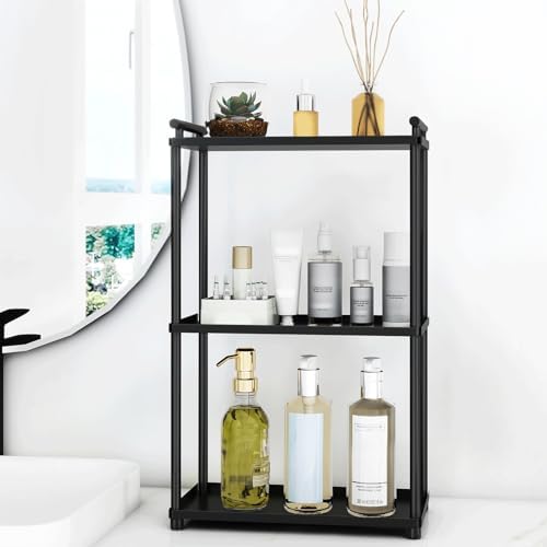 VOTZAAQ 3 Tier Bathroom Organizer Countertop, Stainless Steel Perfume Tray and Vanity Countertop Shelf, Makeup Skin Care Bathroom Organizers and Storage for Dresser, Kitchen (Matte Black) - Image 6