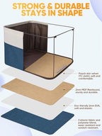 BALEINE 4 Pack Fabric Closet Storage Bins for Shelves, Linen Closet Organizers and Storage, Decorative Baskets for Organizing, Shelf, Clothes, Home, Office (Navy Blue, 14''x10''x8.5'') - Image 3