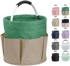 17L Foldable Cleaning Supplies Caddy with Handle, Khaki with Green by IHOMAGIC