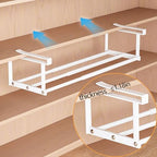 Under-Shelf Expandable Shoe Rack Organizer, White Metal, 40-70cm Width Adjustable, Cabinet Storage for Closet (2 Pcs) - Image 6