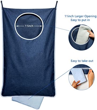 KEEPJOY XL Hanging Laundry Hamper Bag, Large 36"x22" Clothes Hanging Hamper with Strong Hooks for Dirty Clothes Laundry Storage Bag (Blue,1-Pack) - Image 3