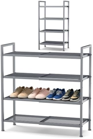 Expandable Shoe Rack for Closet, Entryway, Shoe Storage, 4-Tier, Grey by Unknown
