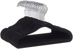 Amazon Basics Kids Space Saving Velvet Non-Slip Clothes Hangers with Shoulder Notches for Infant and Toddler, 11.6", Black, 50-Pack by AmazonBasics
