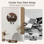 Nekon Key Holder for Wall, 9.8 Inch Round Wall Decor, Brown - Image 4