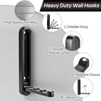 4.33 in Extended Folding Coat Hooks, 2 Pack Black Wall Hooks, Zinc Alloy - Image 3