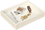 HofferRuffer Faux Leather Vanity Tray, Elegant Desktop Storage Organizer, Decorative Catchall for Perfume, Bathroom Valet, Nightstand or Dresser, 10.2 x 8.4 x 1.8 inches (CreamWhite Stripe) - Image 6