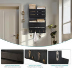 Mail Organizer Wall Mount with 4 Key Hooks, Rustic Wooden Hanging Mail Sorter Farmhouse Key Holder for Wall Decoration, 2-Slot Wall File and Magazines Bill Letter Holder - Image 4