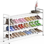 Bumusty 4 Tier Long Expandable Shoe Rack for Closet, White by BUMUSTY