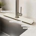 2PCS Stone Faucet Mat for Kitchen Sink, Water Absorbing Sink Tray Organizer for Bathroom Counter, Diatomite Soap Dish Coaster Caddy Riser, Sponge Holder Dispenser Mat, Gold White 23.6" x 4", 1 Set - Image 4