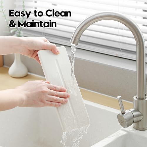 2 Pack Diatomite Stone Sink Tray, Water Absorbing Mat for Kitchen & Bathroom Counter, Quick Dry Soap Dish Makeup Vanity Caddy,Sponge Holder Organizer, White - 2pcs of 9"x 3.5" - Image 6