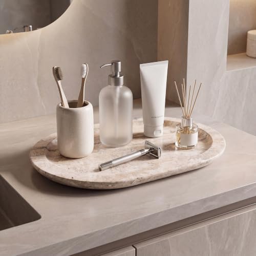 Oval Travertine Tray, 11"x7.9" Bathroom Marble Tray for Perfume Jewelry - Image 6