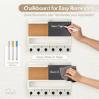 Key Holder for Wall Mount with Mail Organizer, Farmhouse Key Holder for Wall with Shelf, Chalkboard&Corkboard, Entryway Organizer 11 Metal Hooks, Decorative Natural Pine Wood, 14.6*11.1*3.3”, A-White - Image 4