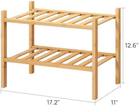 viewcare Small Shoe Rack, 2-Tier Shoe Rack for Entryway, Bamboo Wood Shoe Shelf for Closet & Hallway, Long 17.2IN | Beautiful | Functional | Sturdy | Durable - Image 3