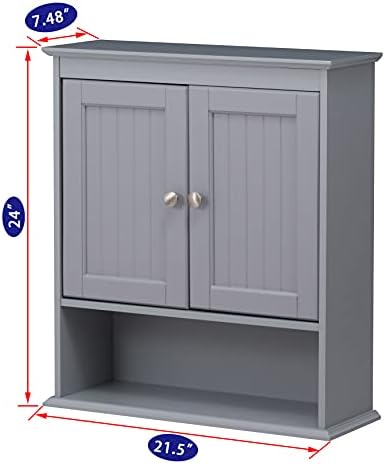 Spirich Bathroom Medicine Cabinet Over Toilet, Wall Mounted Cabinet, Gray - Image 3