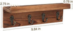 HRONRAD Rustic Key Holder for Wall, Farmhouse Wall Shelf with 4 Hooks, Wall Mounted Key Racks, Wooden Mail Organizer with Hooks for Entryway (Brown - Pine) - Image 6