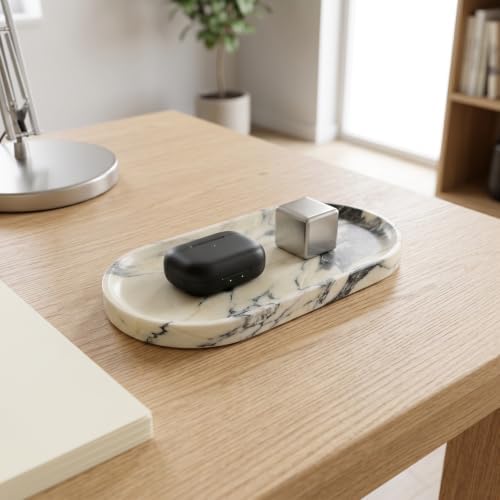 YKAJO Calacatta Viola Oval Marble Tray, 11.8x5.9 Vanity Perfume Organizer - Image 2