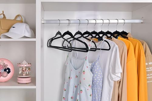 Quality Hangers 50 Pack Plastic Hangers for Clothes - Slim Non-Velvet Hangers with 360° Swivel Chrome Hook & Non Slip Notches - Ideal for Dresses Coats Shirts Jackets & More - Black - Image 5