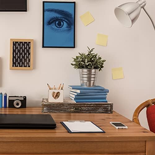 Office Desk Organizer with Drawers Dark Brown Vintage Wood Desktop Storage Box Workspace School Supplies Farmhouse Kitchen Countertop Organizer Makeup Storage Box for Home Toiletries Supplies Vanity - Image 6