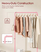 Sakugi Clothes Rack - Clothing Rack with Storage Mesh Shelf & Casters, Heavy-Duty Metal Clothing Rack for Hanging Clothes, Dresses, Coats, Large Load Capacity, Easy Assembly, Pink, 28.0"x16.9"x59.0" - Image 4