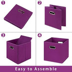 Fabric storage bins Cubes, Fabric Cube Organizer with Handle, Foldable Cube Bins for Cloth or Accessary Storage, 11x11x11, Set of 6, (Purple) - Image 6