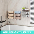 HapiRm Towel Racks for Bathroom Storage - 9 Tier Over The Door & Wall Mount Rolled Towel Storage Organizer Holder with Metal Shelf Basket for Small Bathroom, Camper, Rv - Bronze, Patented - Image 4