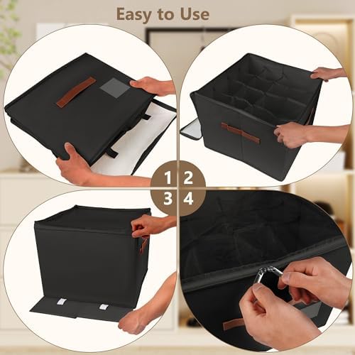 Vincona Shoe Organizer for Closet, 2 Pack Foldable Shoe Storage Bins with Clear Cover & Handles, 16-Compartment Shoe Box for Sneakers, Heels, Boots, Space-Saving Shoe Rack for Entryway, Dorm, RV - Image 5