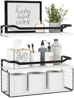 WOPITUES Bathroom Shelves Over Toilet with Protective Metal Guardrail by WOPITUESOfficial