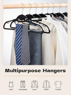 HOUSE DAY Slim Plastic Hangers with Non Slip Rubber Pads, 100 Pack, Black | Space saving closet organizer, heavy duty S-shape, rubber grip pads help keep shirts, suits, coats, pants, skirts in place - Image 2