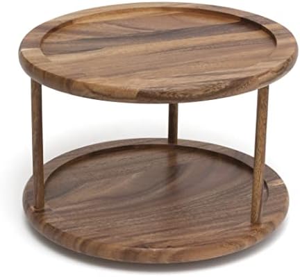 Lipper International 1302 Acacia Wood 2-Tier 10" Kitchen Turntable by LipperInternational
