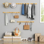 Forbena Natural Wood Coat Rack Wall Mount Set of 4, Wooden Wall Hooks for Bathroom Towels, Vertical Coat Hanger for Kids Room, Boys Girls Bedroom, Office, Entryway Keys Hats and Shoes -16 Hooks - Image 4