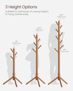 VASAGLE Solid Wood Coat Rack, Free Standing, Tree-Shaped, with 8 Hooks - Image 5