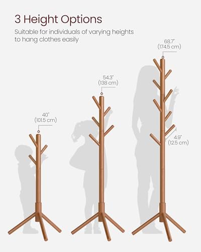 VASAGLE Solid Wood Coat Rack, Free Standing, Tree-Shaped, with 8 Hooks - Image 5