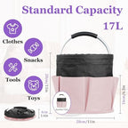 2Pcs 17L Shower Caddy with 6 Pockets, Portable Cleaning Caddy in 600D Oxford Fabric, Cleaning Supplies Bucket with Handle, Multifunctional Storage Basket for Dorm, Family, Black with Pink - Image 2