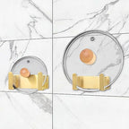 Pot Lid Rack, Wall Mounted 304 Stainless Steel Pan Lid Organizer Holder, Self Adhesive, Kitchen Cooking Utensil Tool(Gold,Set of 2) - Image 3