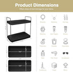 Forbena Black Bathroom Counter Organizer, Tiered Bathroom Organizer Countertop Tray, Corner Makeup Vanity Shelf Organizers and Storage for Men Perfume Skin Care Kitchen Sink Coffee Bar Station - Image 2
