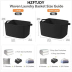 65L Large Laundry Basket with Handles,Woven Blanket Basket,Black - Image 2