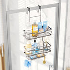 Consumest Over The Door Shower Caddy - 3 Tier Shower Organizer Hanging with Soap Holders, Large Capacity Shower Shelves with 6 Hooks, Bathroom Rack and Storage, Sand Nickel - Image 4