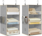 STORAGE MANIAC 6-Shelf Hanging Closet Organizer and Storage, 2 Separable 3-Shelf Haning Organizers for Closet, Collapsible Hanging Shelves Wardrobe Organization, College Dorm Room, Nursery, Gray by STORAGEMANIAC