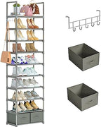 OYREL Tall Shoe Rack Narrow 10 Tier Shoes Rack 20 25 Pairs + 2 Boxes 1 Hook by OYREL