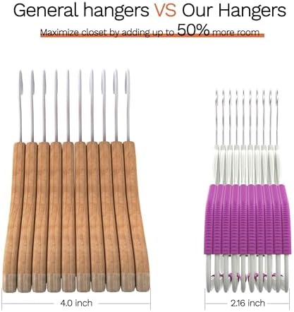 60 Pack Heavy Duty Plastic Hangers, Non Slip Clothes Hangers with Rubber Pads and 360° Hook - Thin Space Saving Hanger, Closet Organizer for Shirt, Pants, Suit, Skirt,Coat - Purple - Image 5